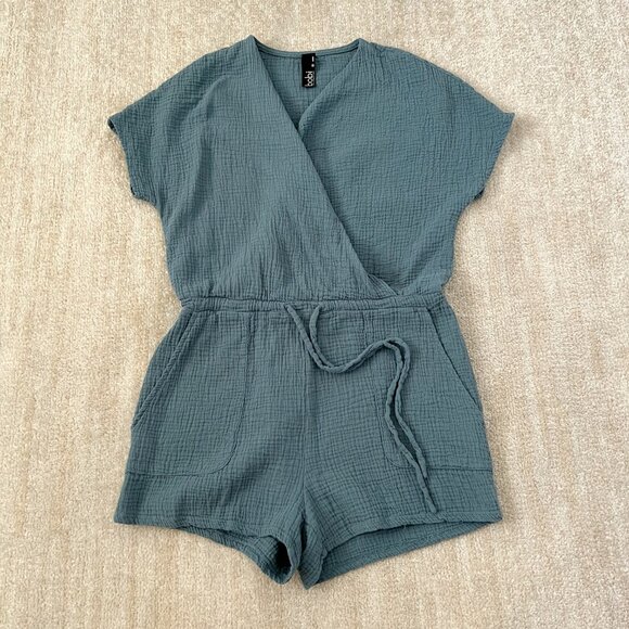 bobi Pants - Bobi Los Angeles Gauze Shorts Jumpsuit Romper S Blue